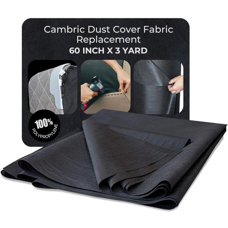 Housse de protection anti-poussière en batiste noire 60" x 3 yd pour canapés , fauteuils , sommiers à ressorts pour lits doubles et queen size. Cache