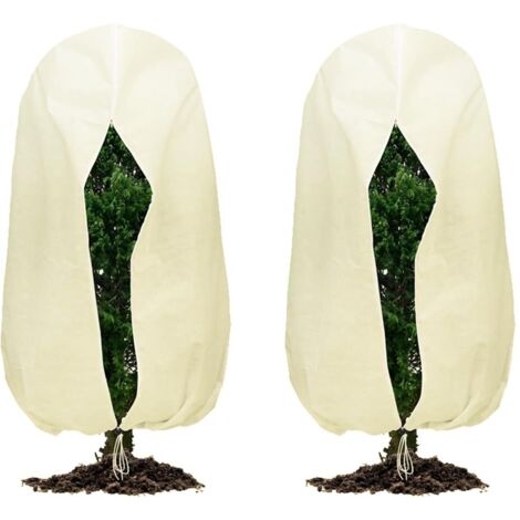 Housse de protection antigel pour plantes, en tissu non tissé, indéchirable, avec cordon de serrage, pour arbres, palmiers et plantes de balcon (120 x 180 cm)
