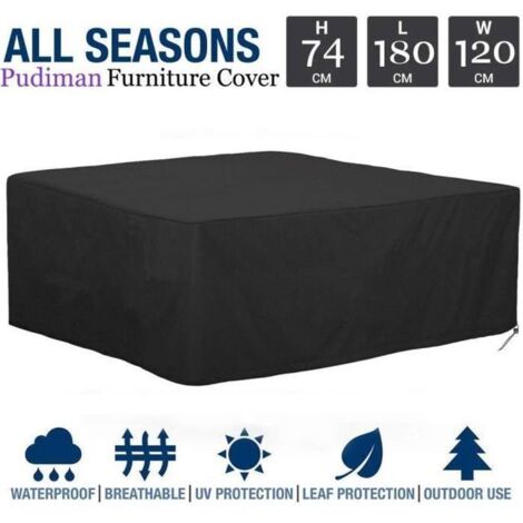 Housse de Protection Bâche Résistante aux Intempéries pour Mobilier Salon de Jardin 180x120x74cm - Noir