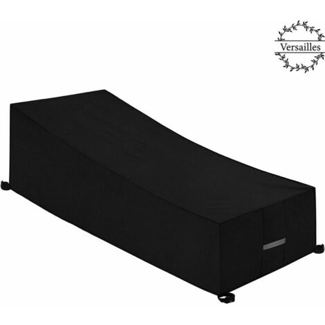 Housse de Protection Bain de Soleil avec Grilles D’aération, Imperméable, Coupe-Vent, Anti-UV, Tissu Oxford 210D Housse de Protection Bain de Soleil, Transat (200x75x40/80cm) - Noir