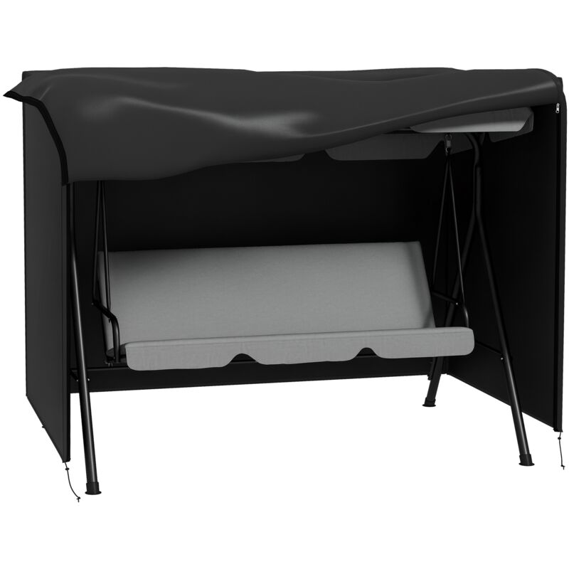 Housse de protection balancelle de jardin 3 places bâche étanche dim. 2,05L x 1,24l x 1,64H m polyester PVC haute densité noir
