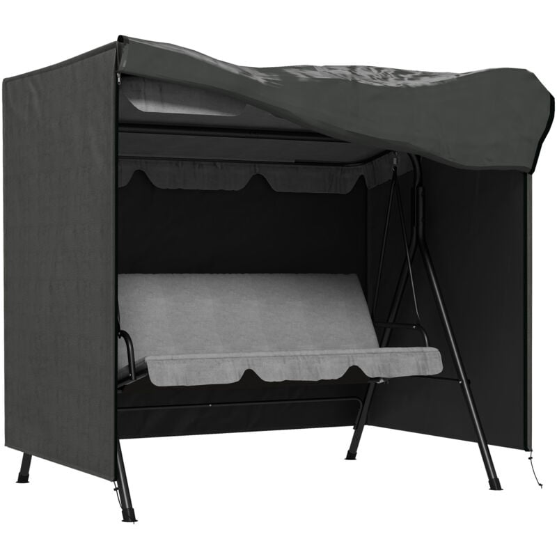 Housse de protection balancelle de jardin zippée 177 x 114 x 152 cm oxford haute densité gris