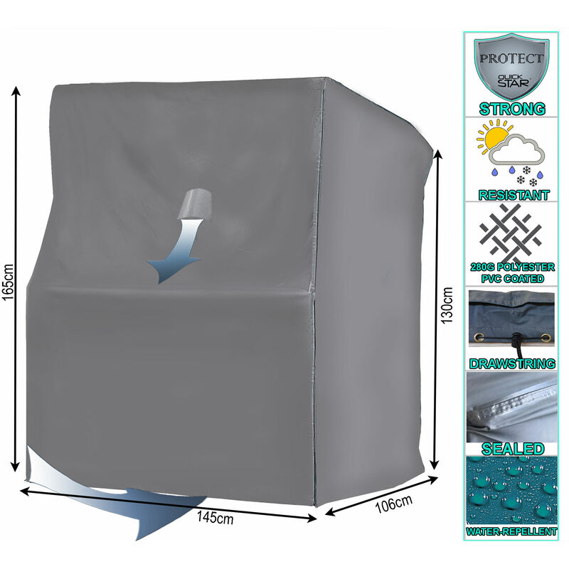 Quick Star - Housse de protection Chaise de plage en osier xl 145 x 106 x 165 cm Housse de chaise de plage grise