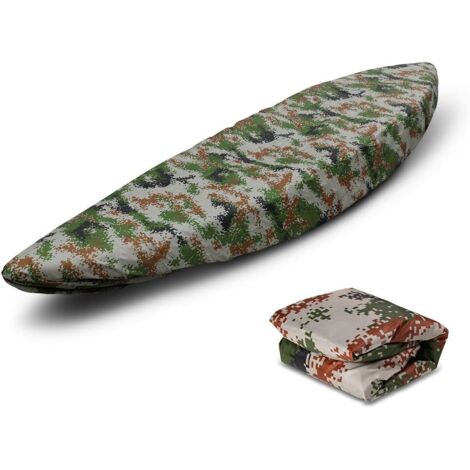Housse de Protection Contre la Poussière pour Kayak, Imperméable, pour Stockage de canoë, en Polyester, pour Bateau de Pêche/Kayak/canoë/Planche à Pagaie (Camouflage à Grandes, Longueur : env. 4,5 m