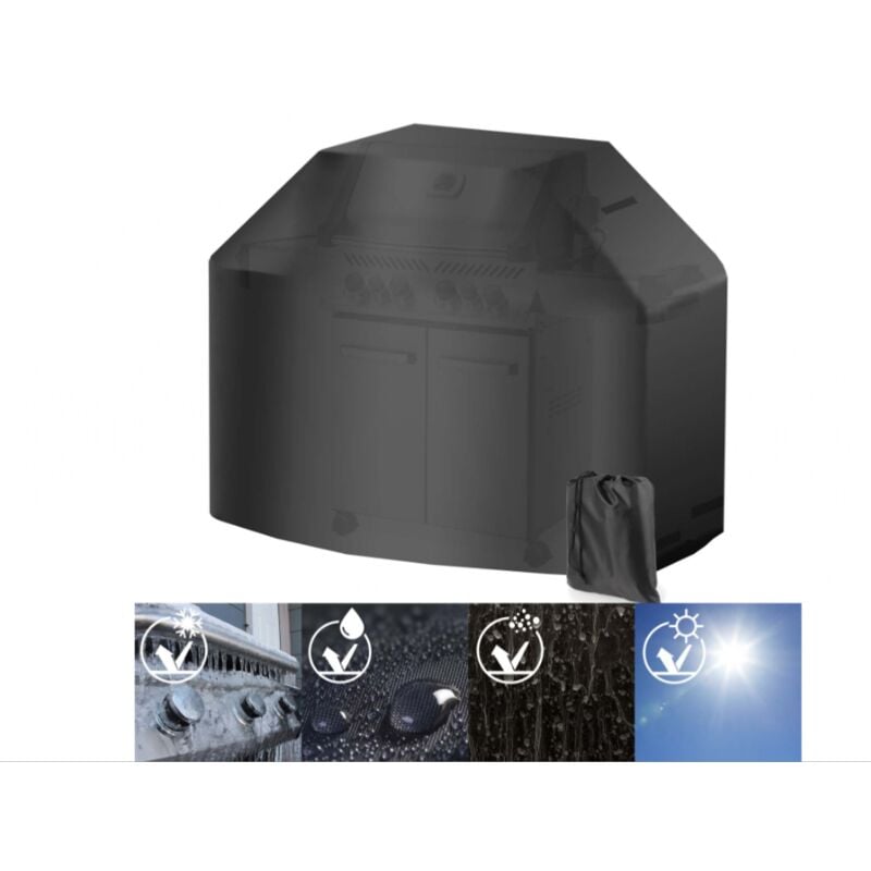 Housse de protection de barbecue noir ultra résistant 132x66x109cm