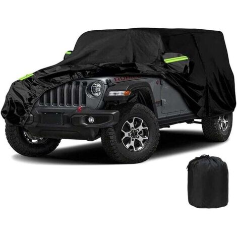 Housse De Protection De Voiture Étanche pour Jeep Wrangler 2 Portes Cj,Yj, Tj & Jk, Couverture De Voiture De Garage Complet De Voiture 210D avec Bretelles Coupe-Vent (Noir, 2 Portes)
