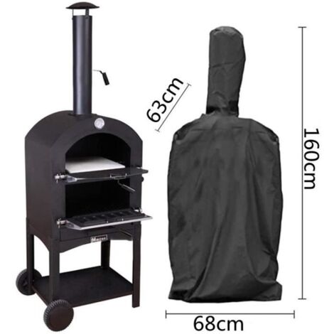 Housse de protection étanche housse de barbecue pour patio de jardin,Housse étanche pour four à pizza extérieur-Noir(68x63x160)