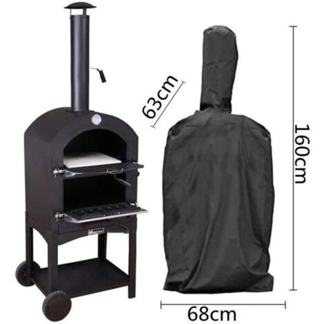 Housse de protection étanche housse de barbecue pour patio de jardin,Housse étanche pour four à pizza extérieur-Noir(68x63x160)