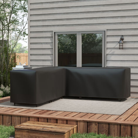 Housse de Protection Étanche Salon de Jardin d'angle 420D Oxford Bâche Extérieur Imperméable anti-UV 250L x 250l x 79H cm, Noir