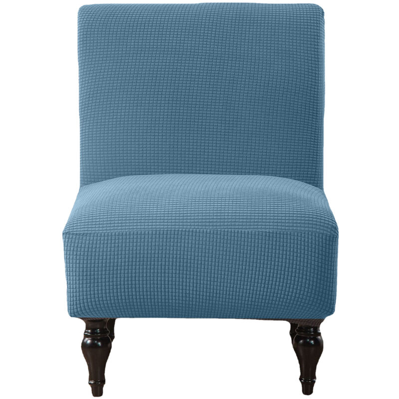 Housse de protection extensible pour fauteuil sans accoudoirs, en jacquard, amovible (bleu)