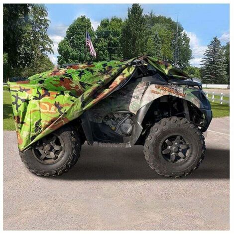 Housse de protection extérieure pour véhicules, adaptée aux motos à quatre roues, camping-cars, VTT et motos  imperméable et résistante aux UV.210DCamouflage, Taille :210 x 120 x 115centimètre
