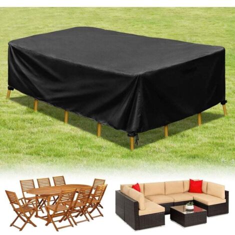 Housse de protection gris foncé - Bâche rectangulaire en polyester enduit PA pour tables de jardin，160×130×90cm