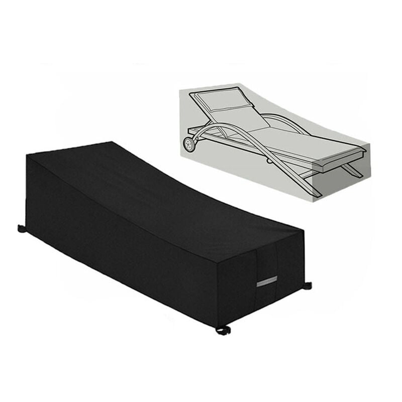 Housse de Protection , Imperméable, Coupe-Vent, Anti-UV, Tissu Oxford 210D Housse de Protection Bain de Soleil, Transat (210x75x40/80cm) – Noir
