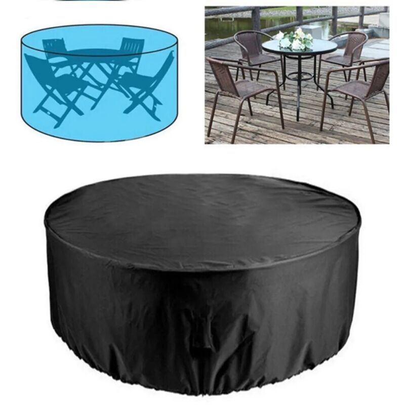 Housse de protection imperméable pour meubles de table ronde, en tissu Oxford, anti-poussière, pour terrasse, table et chaise