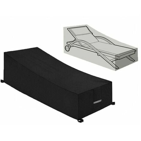 BMUT Housse de Protection Imperméable, Coupe-Vent, Anti-UV en Tissu Oxford 210D - Conçue pour les Bains de Soleil et Transats - Dimensions 210x75x40/80CM - Couleur Noir.