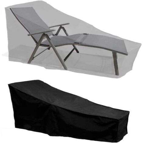 Housse de protection imperméable, coupe-vent et résistante aux UV, en tissu Oxford 210D, idéale pour les transats et chaises de plage (210 x 75 x 40/80 cm) - Noir