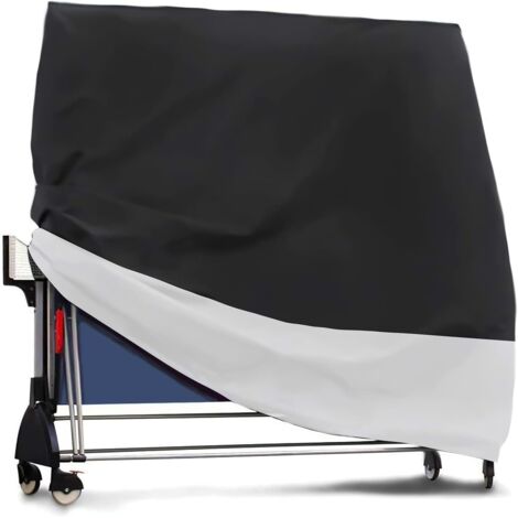 Housse de protection imperméable en Oxford pour table de ping-pong d'extérieur - Résistante aux intempéries - Noir/blanc (165 x 70 x 185 cm)