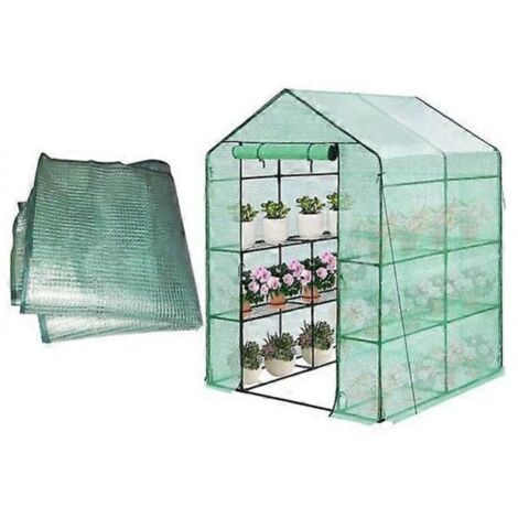Housse de protection imperméable en polyéthylène pour serre (143 x 143 x 195 cm) avec isolation de porte, transparente et résistante à la pluie, fournitures écologiques (étagère non incluse).