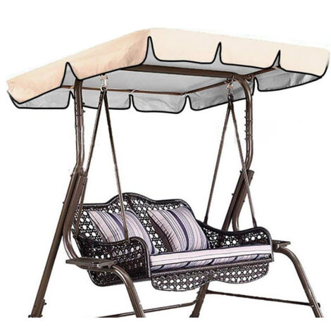 Housse de protection imperméable et anti-poussière pour balançoire extérieure et de jardin – Matériau 210D enduit argenté, couleur beige – Dimensions : 164 x 114 x 15 cm (housse seule, sans siège)-lsw