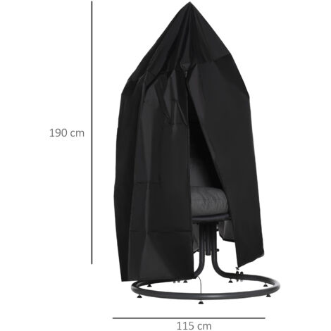 Housse de protection imperméable et coupe-vent pour fauteuil suspendu, avec fermeture éclair, en Oxford 210D, idéale pour les paniers suspendus, les balancelles et les fauteuils suspendus. Dimensions 