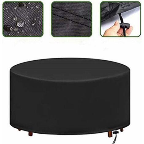 Housse de protection imperméable et coupe-vent pour table ronde de jardin, en tissu Oxford 420D (128 x 71 cm).