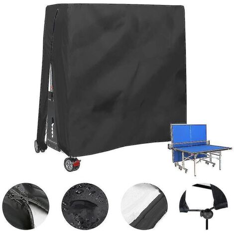 Housse de protection imperméable noire pour table de ping-pong d'extérieur - 165 x 70 x 185 cm