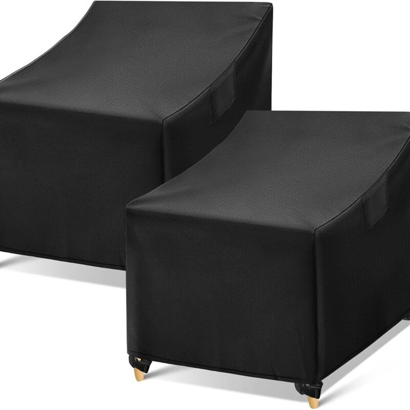 Housse de protection imperméable pour chaise de jardin, noire, en osier durable, lot de 2 (120 x 65 x 65 cm)