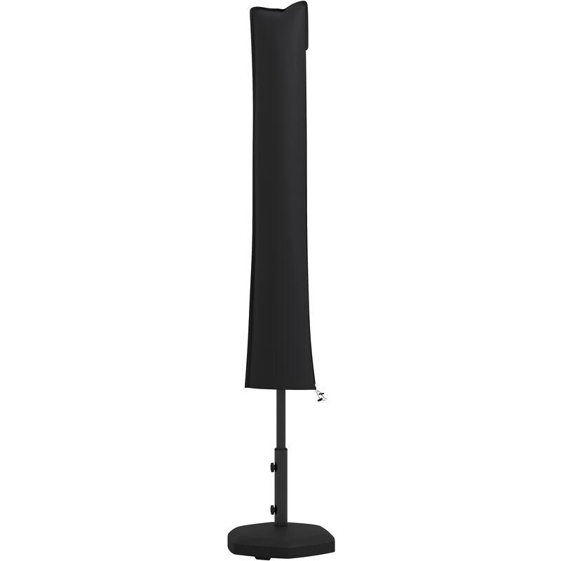 Housse de protection imperméable pour parasol droit avec fermeture éclair et cordon de serrage noir