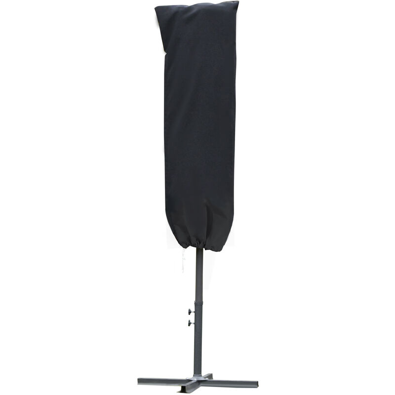 Outsunny - Housse de protection imperméable pour parasol droit avec fermeture éclair et cordon de serrage polyester oxford noir - Noir