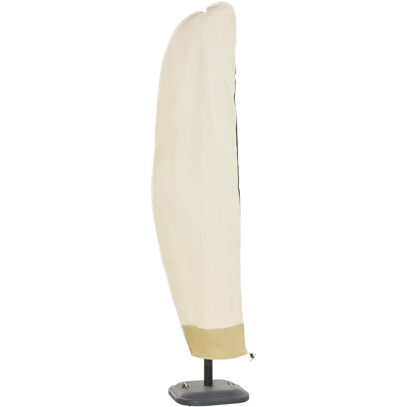 Housse de protection imperméable pour parasol droit avec fermeture éclair et cordon de serrage polyester pvc haute densité beige - Beige