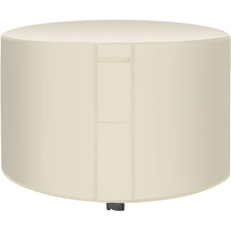 Housse de protection imperméable pour salon de jardin rond, tissu Oxford 420D, coupe-vent, protection UV, beige 185 x 95 cm