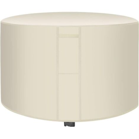 Housse de protection imperméable pour salon de jardin rond, tissu Oxford 420D, coupe-vent, protection UV, beige 185 x 95 cm