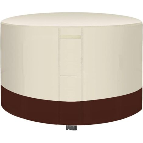 Housse de protection imperméable pour salon de jardin rond, tissu Oxford 420D, coupe-vent, protection UV, beige + marron 185 x 110 cm