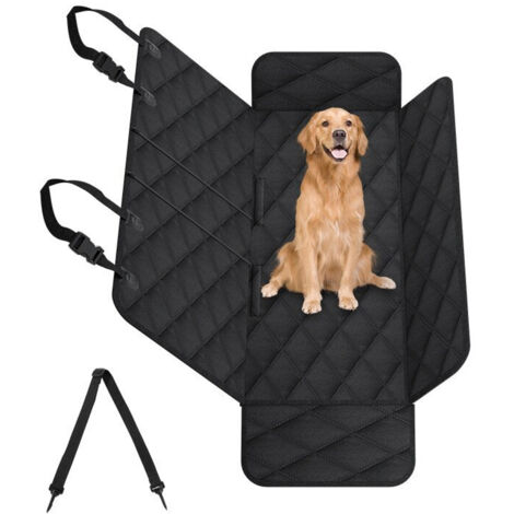 Housse de protection imperméable pour siège arrière de voiture pour chien, couleur noire.