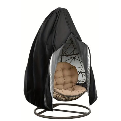 Housse de protection imperméable pour sofa œuf extérieur 190x115cm, avec zip et sac de rangement noir