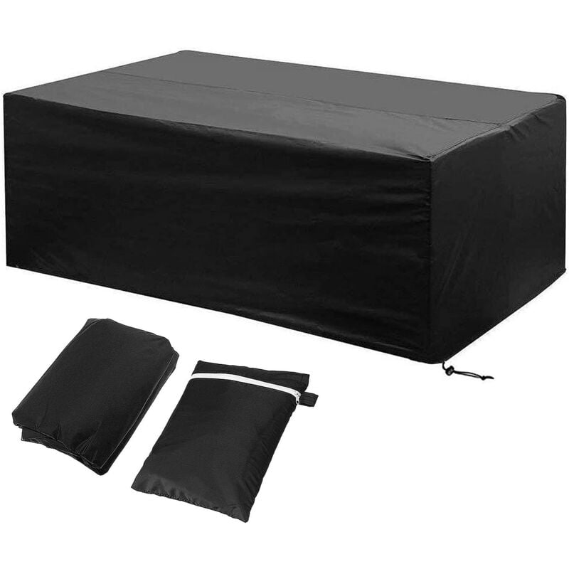 Housse de Protection Mobilier Exterieur 242x162x100cm Etanche Coupe-Vent Poussière Tissu Oxford Noir Housses de Meubles 210D Bâche Salon de Jardin