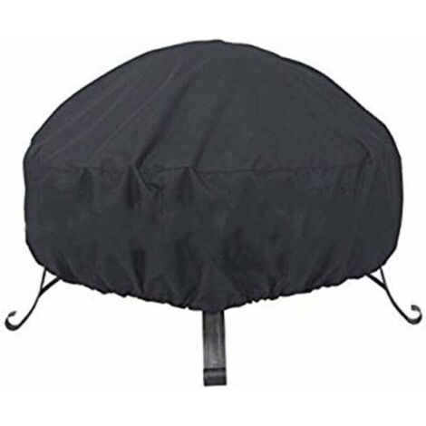 Housse De Protection Multi-Usage Pour Brasero Rond Noir Étanche À La Poussière Avec Cordon De Serrage Pour Poêle (L : 92 X 31 Cm)..DEBUNS