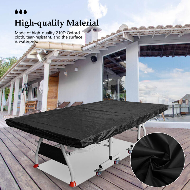 Housse de protection multifonctionnelle pour table de tennis de table, en tissu Oxford 210D noir, résistant aux uv, à l'eau et à l'humidité