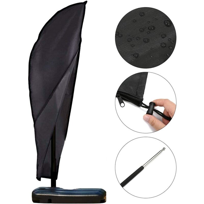 Housse de Protection parasols en 420D Oxford Imperméable Résistant à UV Intempéries avec Sac de Rangement 3M, Housse de Protection pour Parasol 280 x