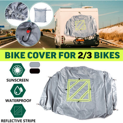 Housse de protection pour 2-3 vélos – Panneau réfléchissant – Tissu Oxford 420D – Étanche et anti-poussière – Pour camping-car (gris)