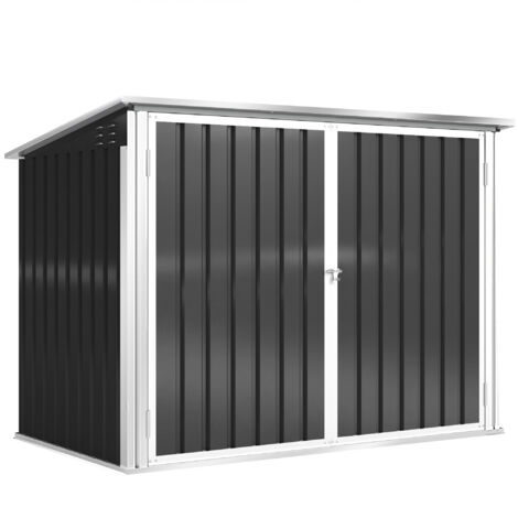 Housse de protection pour 2 poubelles en acier galvanisé, boîte à déchets avec couvercle basculant, amortisseur à gaz, double porte et ouvertures de ventilation