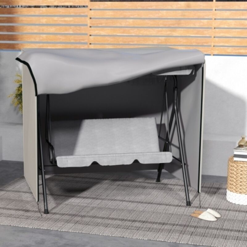 Housse de protection pour balancelle de jardin 177x114x152 cm Oxford polyester gris, imperméable anti-UV, avec zip