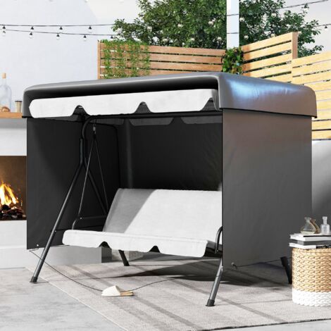 Housse de protection pour balancelle de jardin 3 places. toile PE imperméable. anti-poussière. 215x155x150cm. gris foncé