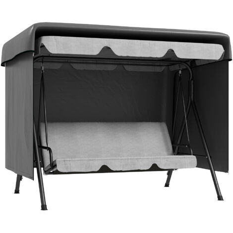 Housse de protection pour balancelle de jardin 3 places, toile PE imperméable, anti-poussière, 215x155x150cm, gris foncé