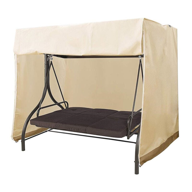 Housse de protection pour balancelle de jardin, deux fermetures éclair, imperméable, coupe-vent, anti-UV