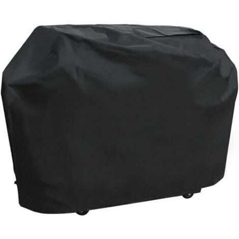 Housse de protection pour barbecue à gaz Oxford 100% imperméable, coupe-vent et résistante aux intempéries, avec cordon de serrage pour fixation au sol, noire (XL, 170  61  117 cm)