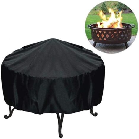 Housse de protection pour brasero rond, accessoire pour foyer extérieur, noir, 75x30 cm (environ 29,53 x 11,81 pouces).