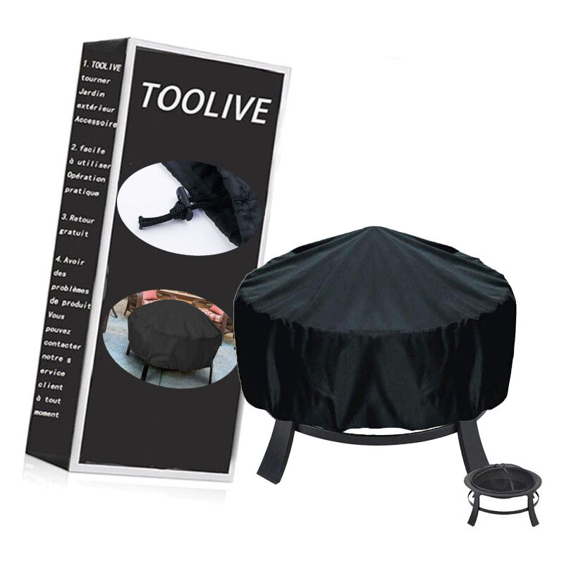 Produit shopeco.fr : Housse de protection pour brasero rond, cordon de serrage pour imperméable, coupe-vent, résistant aux uv, tissu Oxford 95 x 75 cm pour four, table à