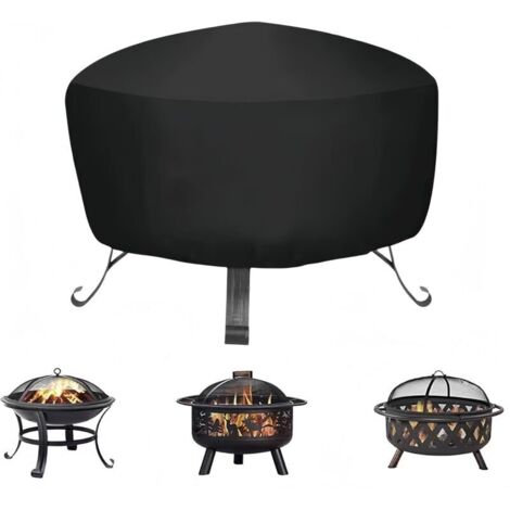 Housse de Protection pour Braséro Rond, Imperméable, Noir, PVC, Couvre-Feu, Jardin Patio Extérieur (808065cm 420D)