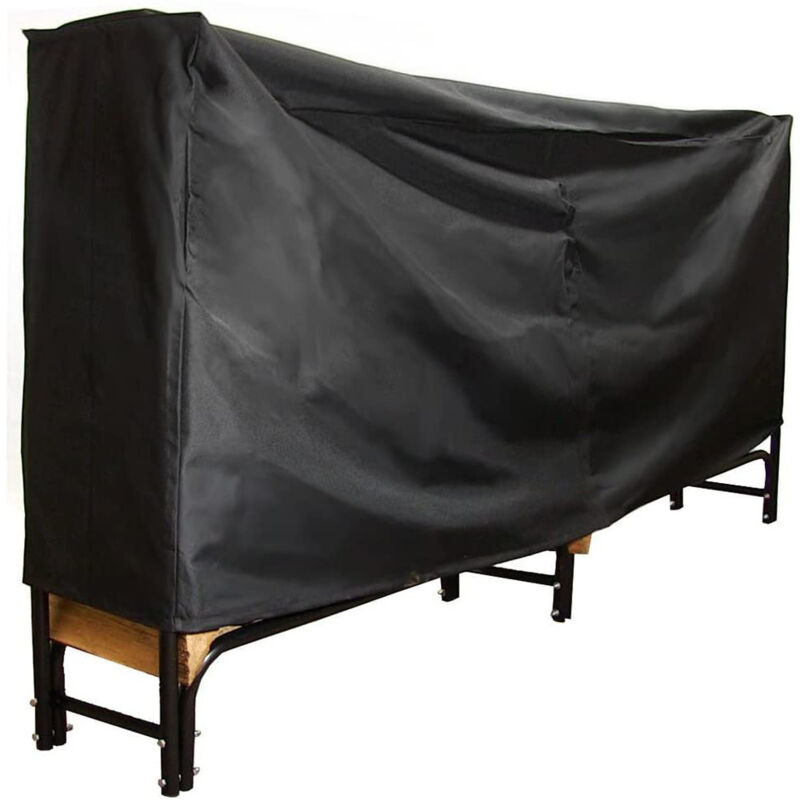 Housse de protection pour bûches de bois de chauffage, tissu Oxford imperméable et robuste, protection contre les rayons UV, 2,4 m, noir